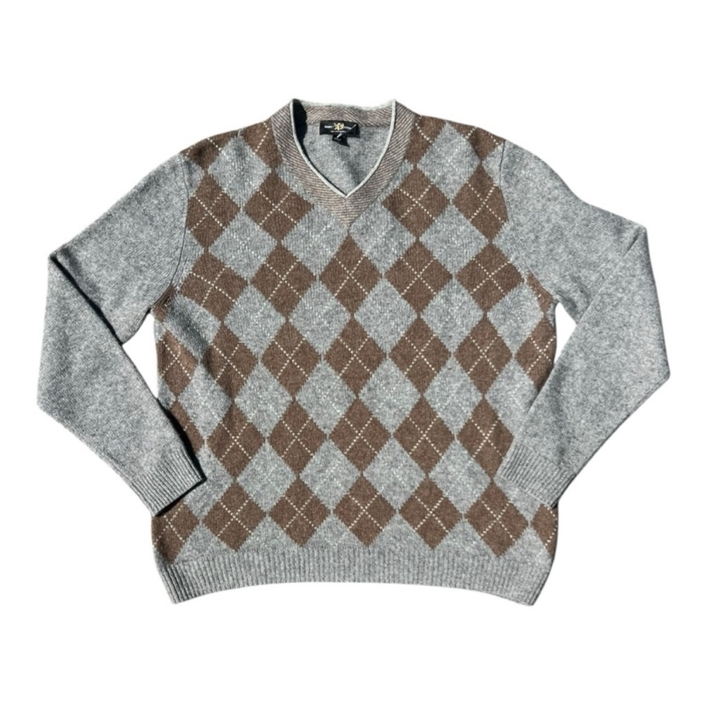 VINTAGE Glen Lyon 100% Cashmere Argyle Sweater EUC